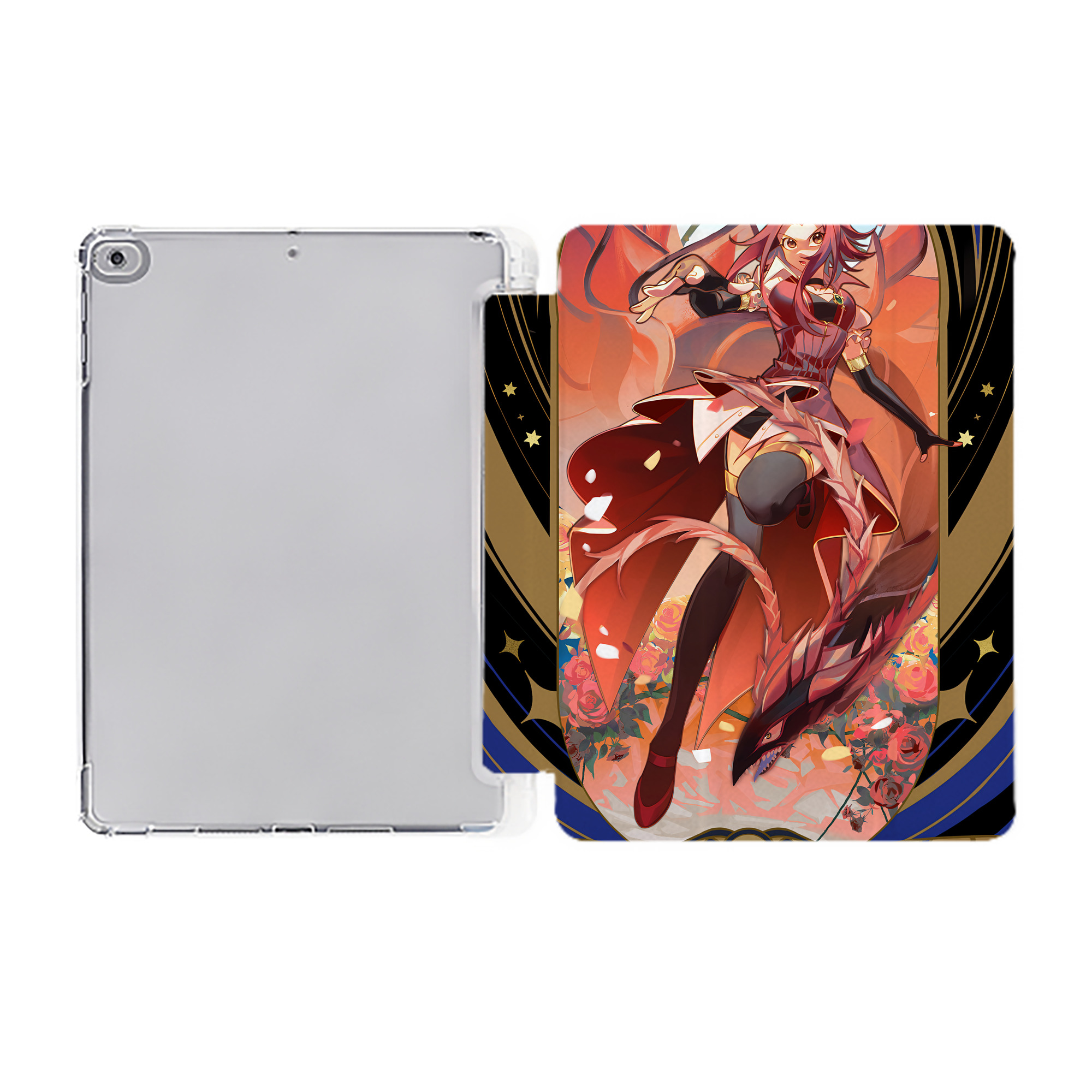 （画像用） 遊☆戯☆王 Yu-Gi-Oh! IPad ケース ペン収納付き 三つ折りスタンド PUレザー×シリコン 対応機種9.5/10.5/10.9インチ